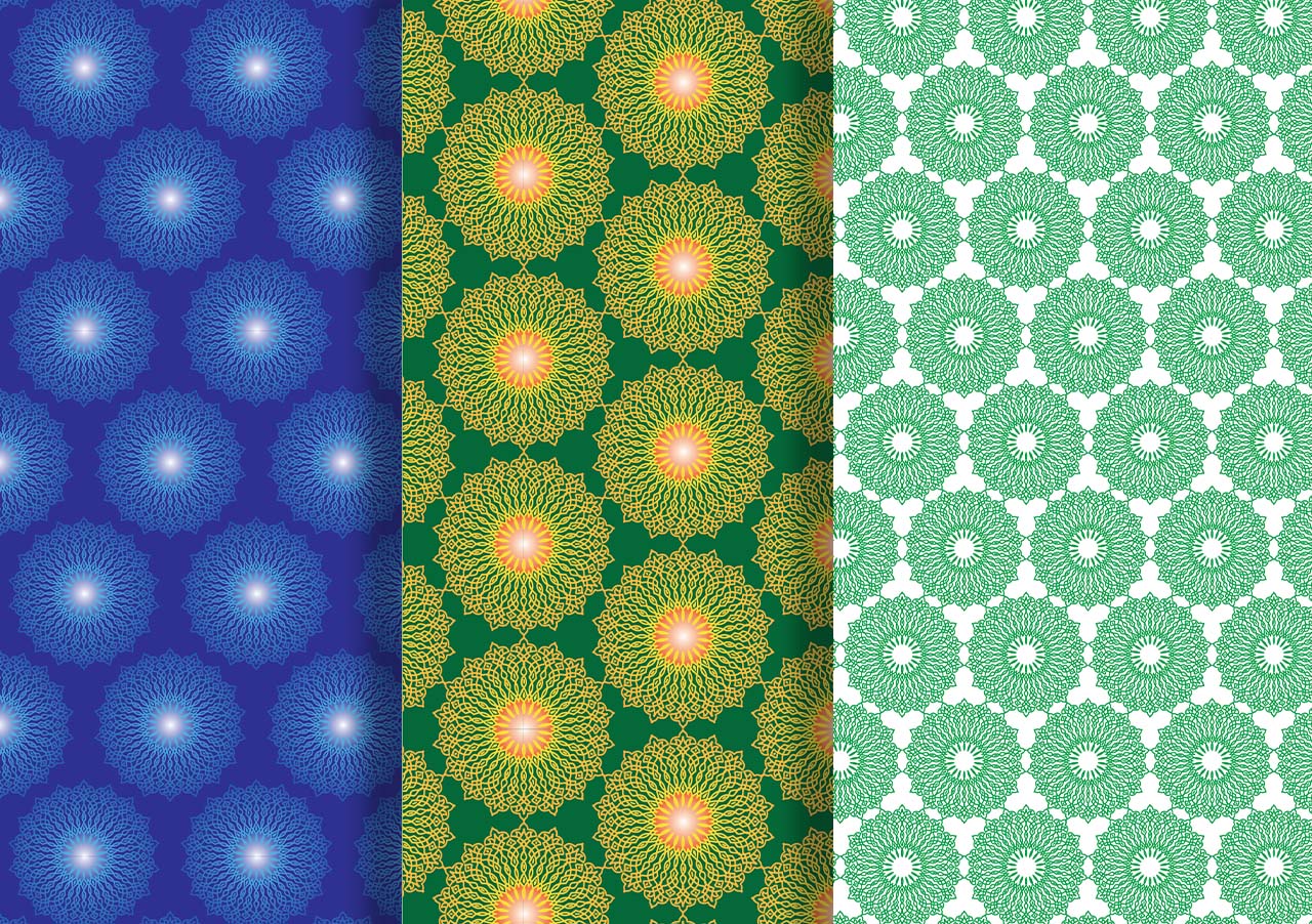 Vector Seamless Floral Geometric Pattern Pack